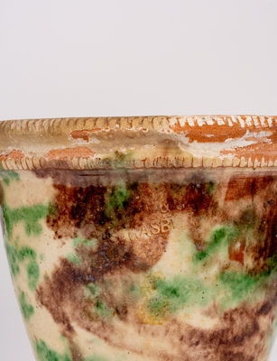 S. BELL & SON / STRASBURG, VA Multi-Glazed Redware Flowerpot