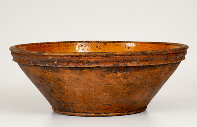 Hagerstown, MD Redware Bowl w/ Looping Two-Color Slip Decoration, c1780-1810