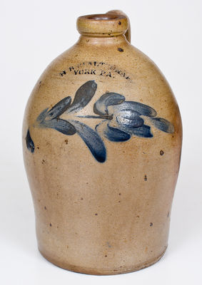One-Gallon H B PFALTZGRAFF / YORK PA Stoneware Jug w/ Floral Decoration