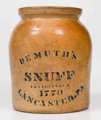 F.H. COWDEN / HARRISBURG Stoneware Jar for Demuth s Snuff