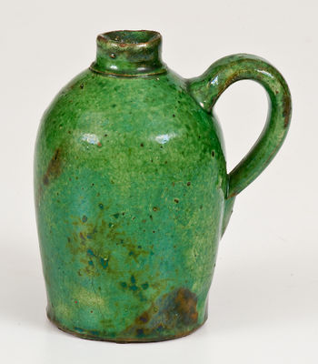 Outstanding Miniature Copper-Glazed Redware Jug, attrib. J. Eberly or S. Bell & Sons, Strasburg, VA