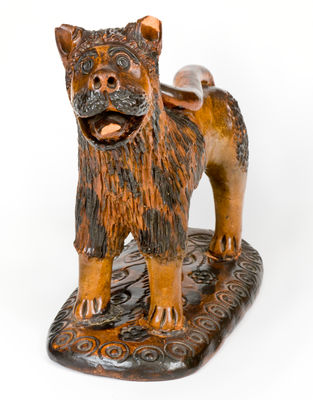 Outstanding Large-Sized Pennsylvania Redware Lion Figure
