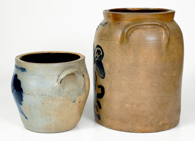 Lot of Two: WHITES / BINGHAMTON Stoneware Jars w/ Floral Decoration