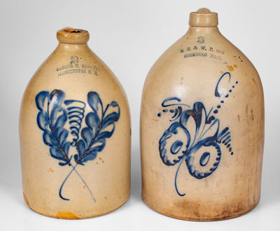 Lot of Two: F. B. Norton Stoneware Jugs w/ FITCHBURG, MA and MANCHESTER, NH Advertising