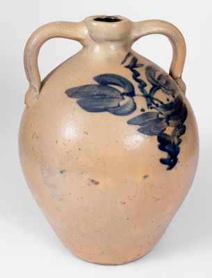 Double-Handled Ohio Stoneware Jug with Floral Decoration