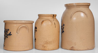 Lot of Three: Scarce Marked BALLARDVALE, MA Stoneware Crocks