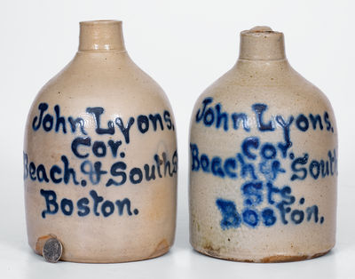 Lot of Two: Half-Gallon Stoneware Jugs with Bold BOSTON Advertising