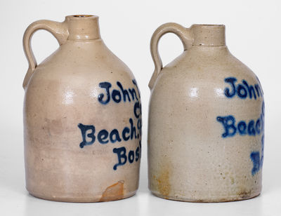 Lot of Two: Half-Gallon Stoneware Jugs with Bold BOSTON Advertising