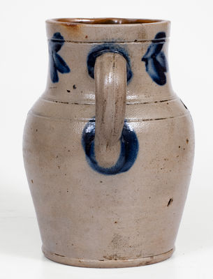 Rare Remmey Family, Philadelphia Stoneware Pitcher w/ Cobalt Floral and Spot Decoration