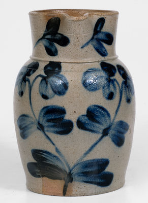 Half-Gallon Baltimore Stoneware Pitcher w/ Cobalt Clover Decoration