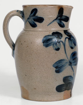 Half-Gallon Baltimore Stoneware Pitcher w/ Cobalt Clover Decoration