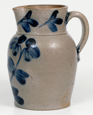 Half-Gallon Baltimore Stoneware Pitcher w/ Cobalt Clover Decoration