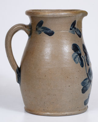 Half-Gallon Stoneware Pitcher w/ Cobalt Clover Decoration, Baltimore, MD origin