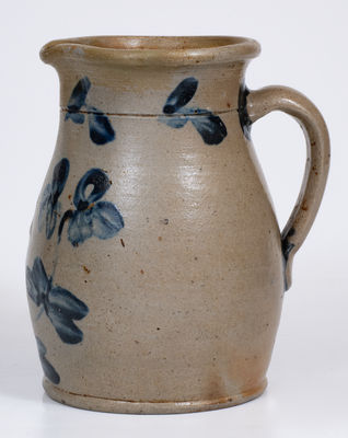 Half-Gallon Stoneware Pitcher w/ Cobalt Clover Decoration, Baltimore, MD origin