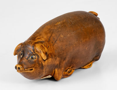 Rare and Fine Anna Pottery Stoneware Pig Flask, Wallace and Cornwall Kirkpatrick