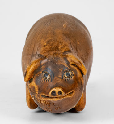 Rare and Fine Anna Pottery Stoneware Pig Flask, Wallace and Cornwall Kirkpatrick