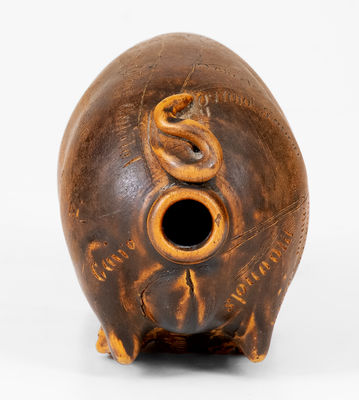 Rare and Fine Anna Pottery Stoneware Pig Flask, Wallace and Cornwall Kirkpatrick