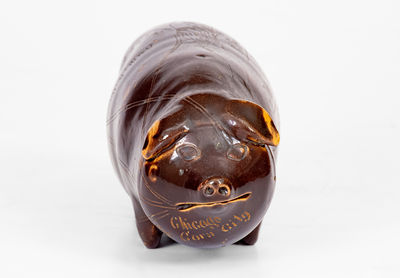 Rare Anna Pottery Stoneware Advertising Pig Bottle, Wallace and Cornwall Kirkpatrick