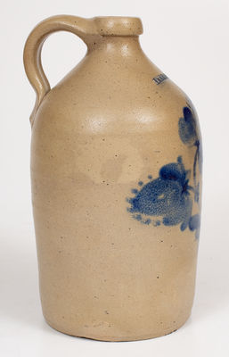 Fine HARRISBURG, PA (John Young) Stoneware Jug w/ Cobalt Floral Decoration, c1856-58