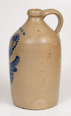 Fine HARRISBURG, PA (John Young) Stoneware Jug w/ Cobalt Floral Decoration, c1856-58