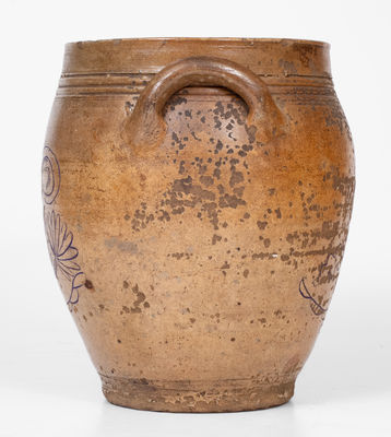 Unusual Northeastern Stoneware Jar w/ Elaborate Manhattan-Inspired Incised Decoration