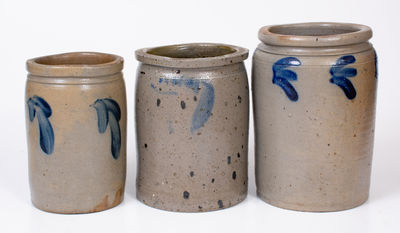 Lot of Three: American Stoneware Jars with Cobalt Decoration