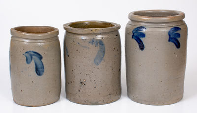 Lot of Three: American Stoneware Jars with Cobalt Decoration