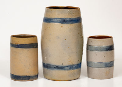 Lot of Three: Northeastern Stoneware Mugs w/ Cobalt Bands