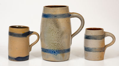 Lot of Three: Northeastern Stoneware Mugs w/ Cobalt Bands