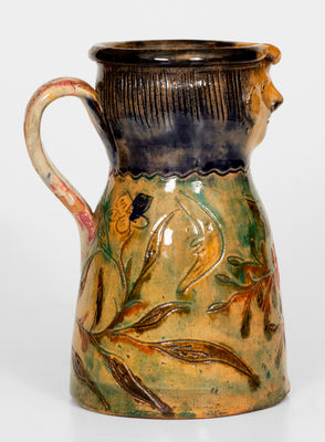 Elaborate Earthenware Face Pitcher, European origin