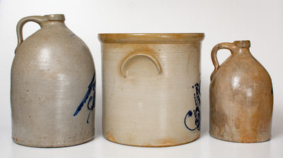 Lot of Three: NORTON / BENNINGTON, VT Stoneware incl. Bird Jugs and Floral Crock