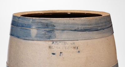 Lot of Three: Barrel-Form Stoneware w/ Cobalt Bands incl. J. M. PRUDEN / ELIZABETH, NJ Cooler