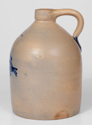 One-Gallon CORTLAND, New York Stoneware Jug w/ Cobalt Floral Decoration