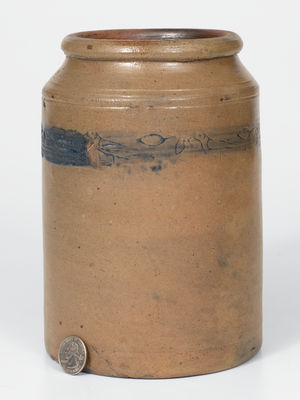 Half-Gallon attrib. Branch Green, Philadelphia Stoneware Jar w/ Coggled Bird Decoration