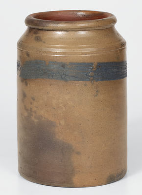 Half-Gallon attrib. Branch Green, Philadelphia Stoneware Jar w/ Coggled Bird Decoration