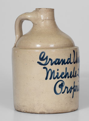 Fulper Bros. Stoneware Script Jug w/ Elaborate Grand Union Hotel / Michele Lubrano Proprietor Advertising