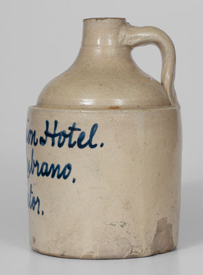 Fulper Bros. Stoneware Script Jug w/ Elaborate Grand Union Hotel / Michele Lubrano Proprietor Advertising