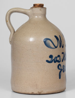 1/2 Gal. Fulper Bros. Stoneware Script Jug w/ Elaborate Jersey City, NJ Advertising