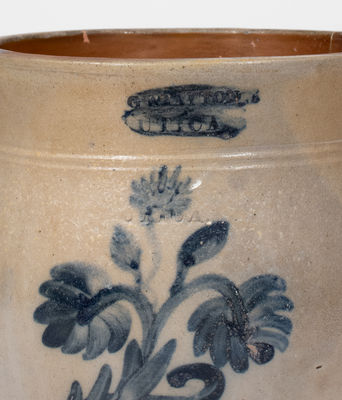 2 Gal. G. BRAYTON / UTICA Stoneware Jar w/ Floral Decoration