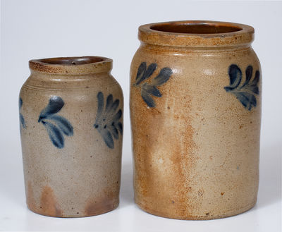 Lot of Two: 1/4 and 1/2 Gal. Stoneware Jars attrib. Richard Remmey, Philadelphia, PA