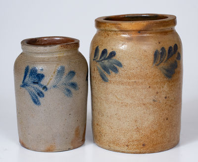 Lot of Two: 1/4 and 1/2 Gal. Stoneware Jars attrib. Richard Remmey, Philadelphia, PA