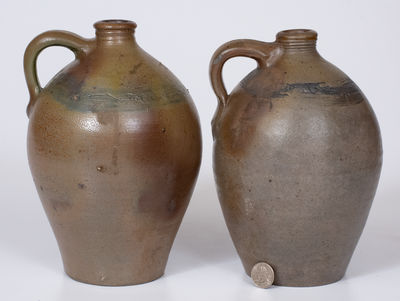Lot of Two: Stoneware Jugs w/ Coggled Fish Decoration, attrib. Branch Green, Philadelphia
