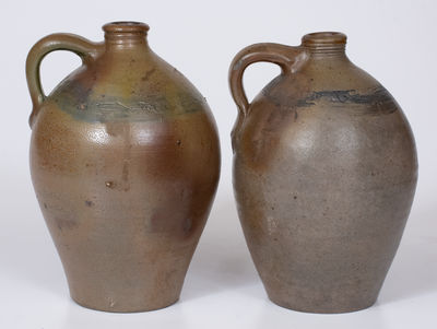 Lot of Two: Stoneware Jugs w/ Coggled Fish Decoration, attrib. Branch Green, Philadelphia