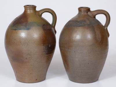 Lot of Two: Stoneware Jugs w/ Coggled Fish Decoration, attrib. Branch Green, Philadelphia