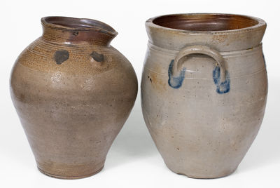 Lot of Two: Stoneware Jars incl. BOSTON and Dated "1829" New Jersey Examples