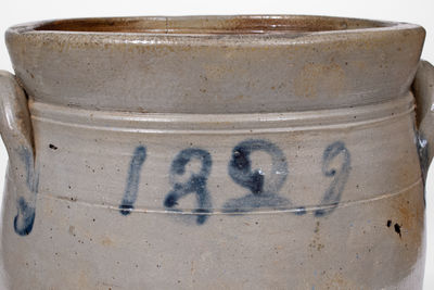 Lot of Two: Stoneware Jars incl. BOSTON and Dated "1829" New Jersey Examples