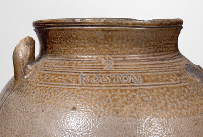 Lot of Two: Stoneware Jars incl. BOSTON and Dated "1829" New Jersey Examples