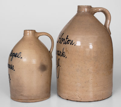 Lot of Two: Fulper Bros. Stoneware Jugs w/ Newark, NJ Script Advertising