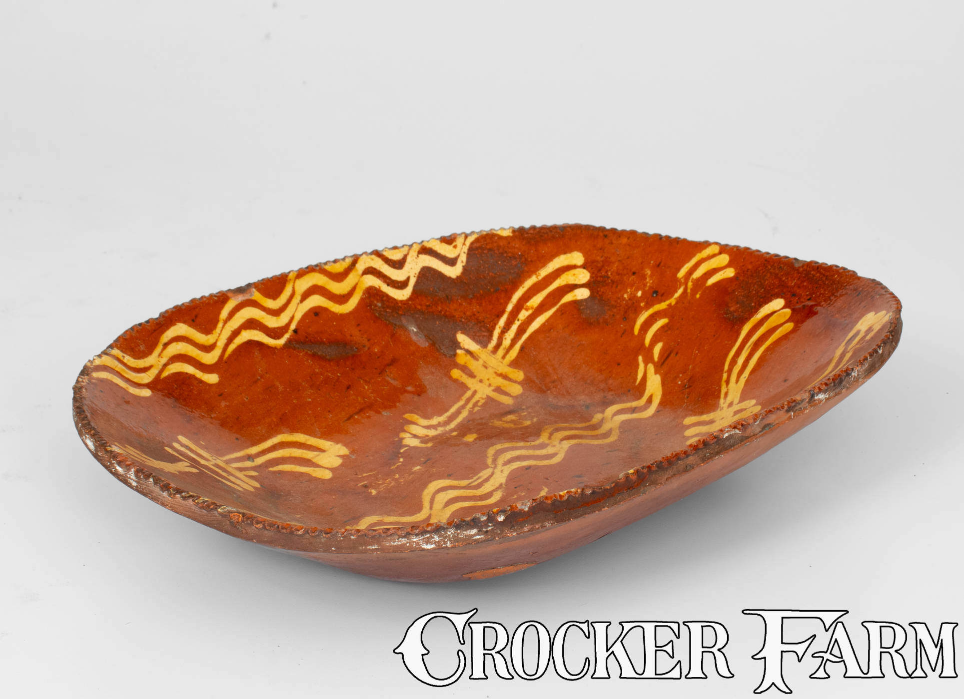 Redware Loaf Dish with Profuse Yellow Slip Decoration -- Lot 611 ...