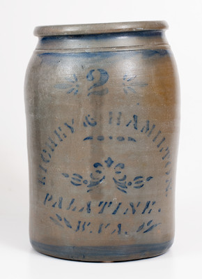 Two-Gallon RICHEY & HAMILTON. / PALATINE. / W.VA. Stoneware Jar